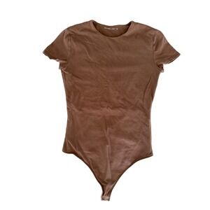Abercrombie & Fitch Womens Brown Short Sleeve Crew Neck Bodysuit Size L